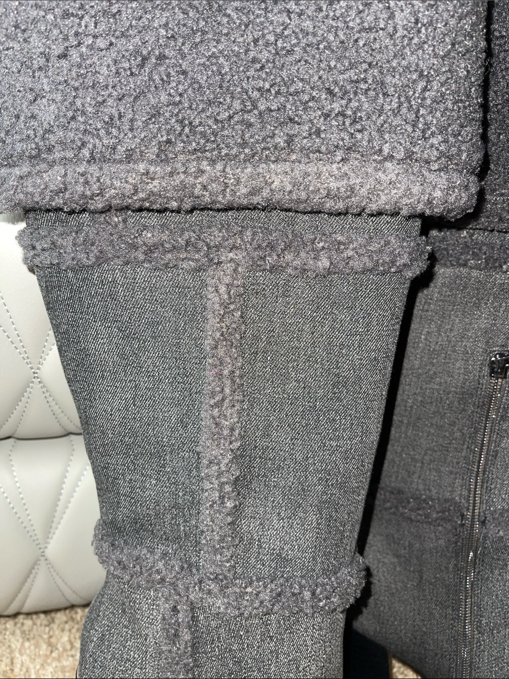 Jessica Simpson Gray Shearling-Trim Knee Boots - Picture 2 of 15